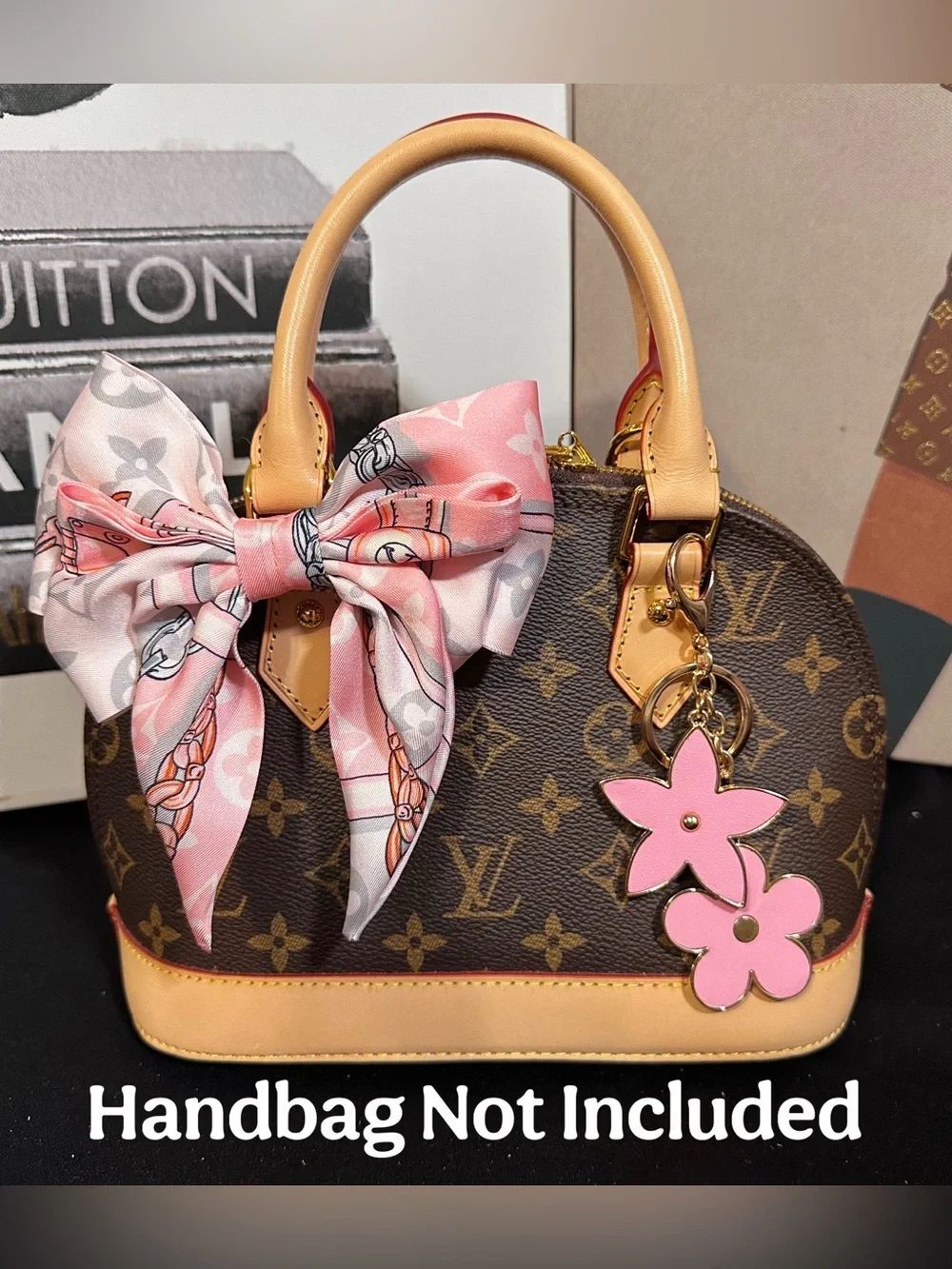 Pink Silk Bow + Pink Charm Set —Handbag not Included